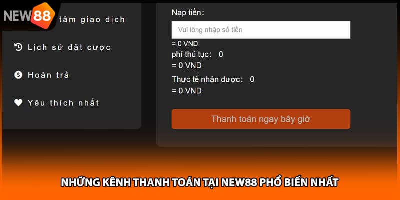 Những kênh thanh toán tại NEW88 phổ biến nhất